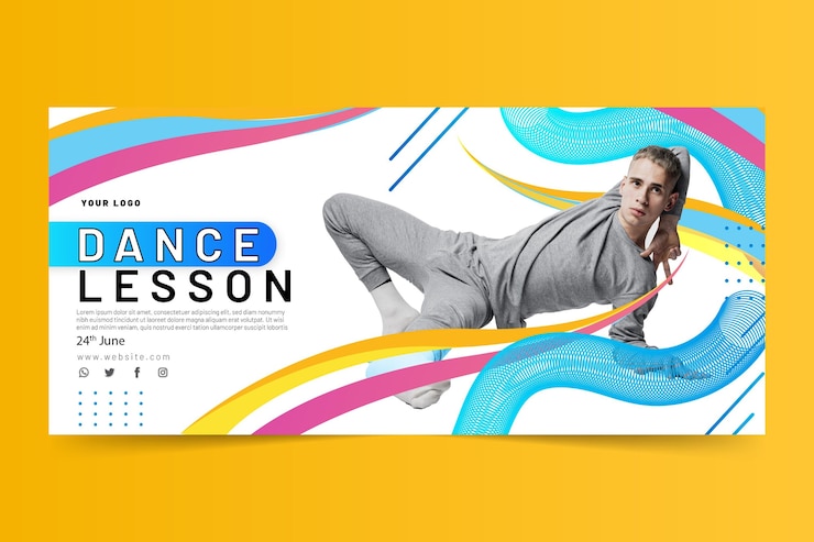 Vector Gratis templat banner pelajaran tari