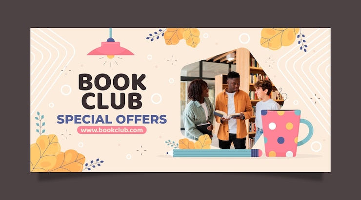 Vector Gratis templat banner penjualan klub buku desain datar