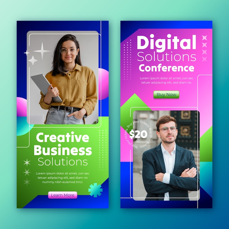 Vector Gratis templat banner vertikal gradien