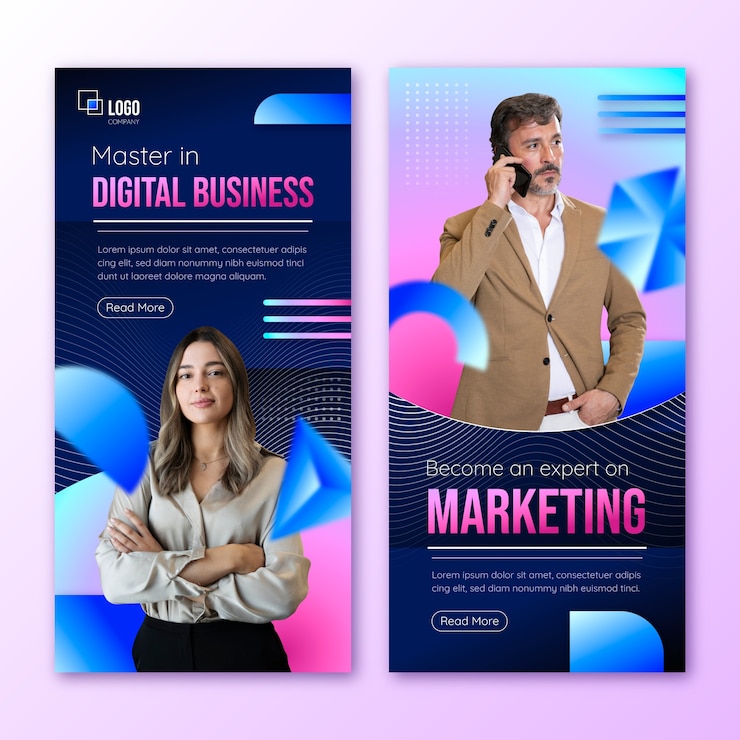 Vector Gratis templat banner vertikal gradien