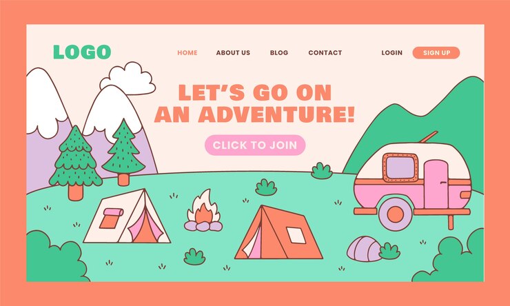 Vector Gratis templat berkemah digambar tangan