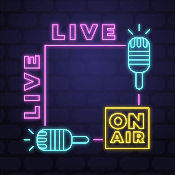 Vector Gratis templat bingkai neon sedang mengudara