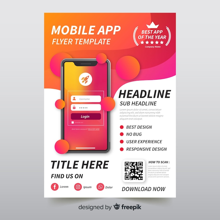 Vector Gratis templat brosur aplikasi seluler
