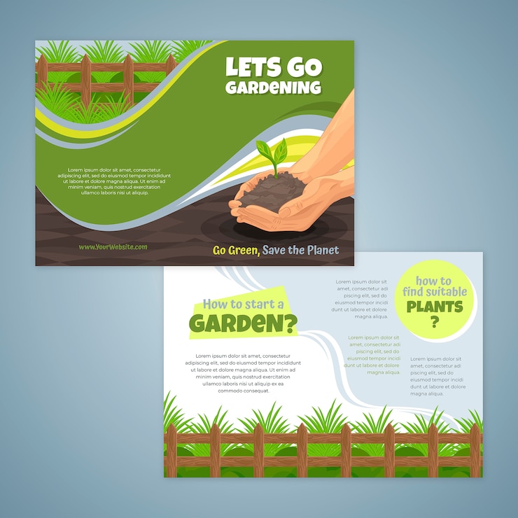 Vector Gratis templat brosur berkebun datar