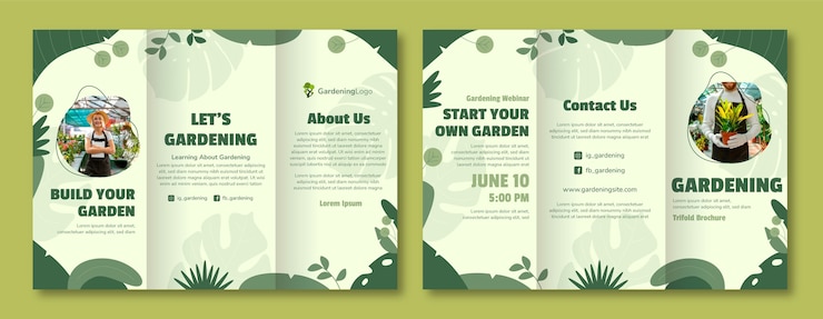 Vector Gratis templat brosur berkebun datar