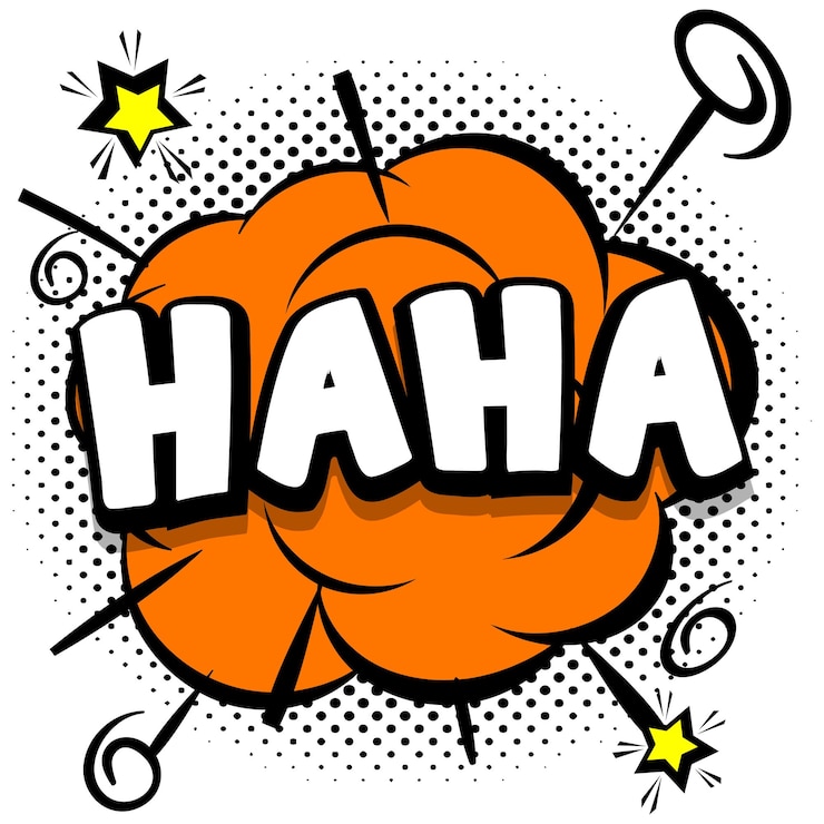 Vector Gratis templat cerah komik haha dengan balon ucapan pada bingkai warna-warni