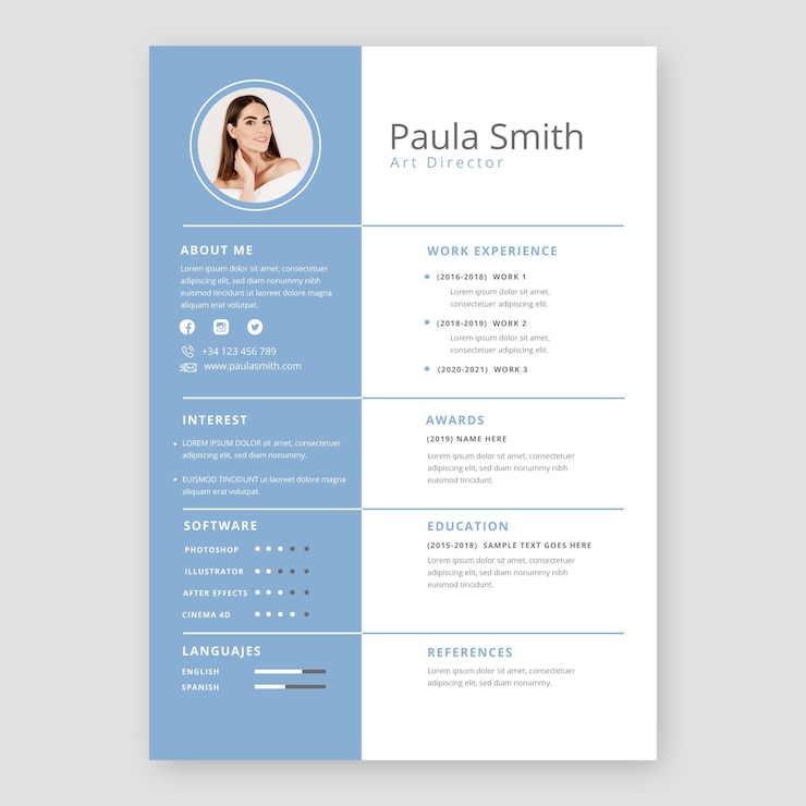 Vector Gratis templat cv minimalis