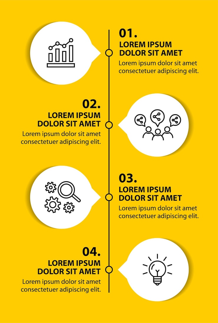 Vector Gratis templat desain flowchart infografis 4 langkah