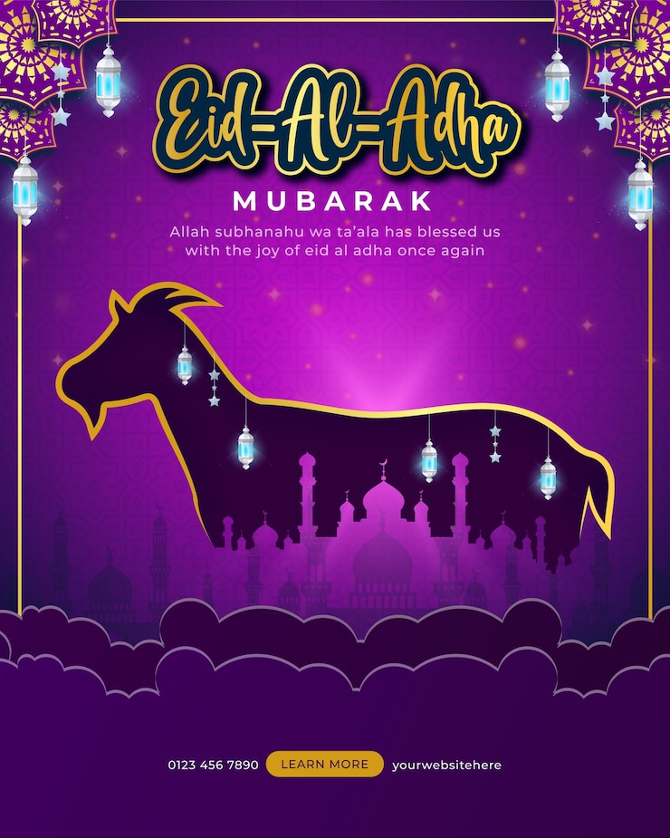 Vector Gratis templat desain ilustrasi postingan media sosial idul adha mubarak