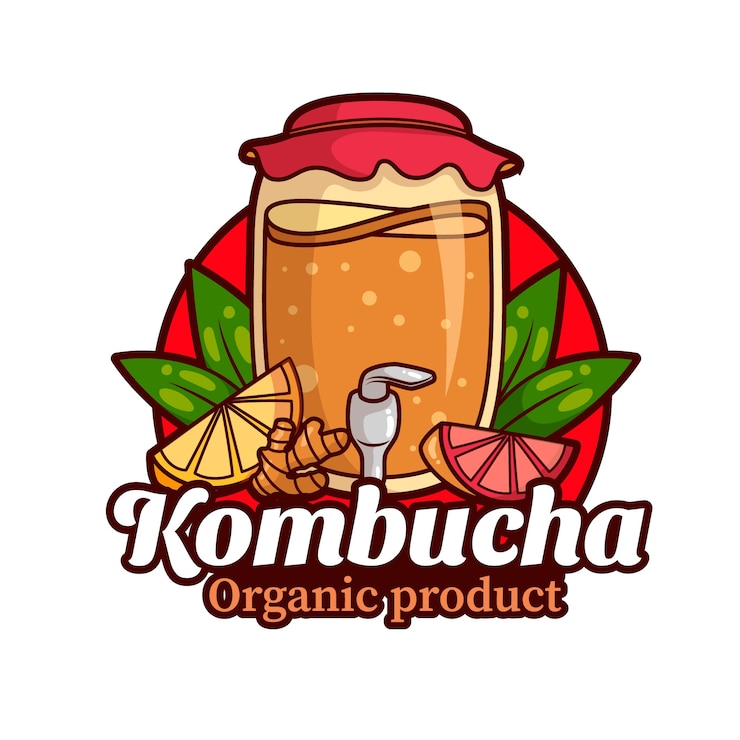 Vector Gratis templat desain logo kombucha