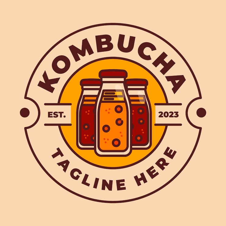 Vector Gratis templat desain logo kombucha