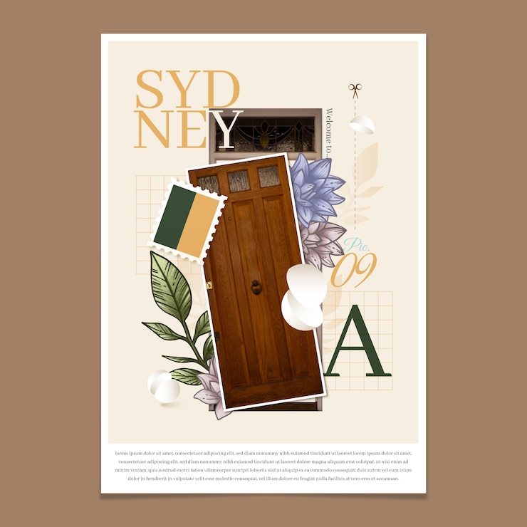 Vector Gratis templat desain poster kolase vintage desain datar
