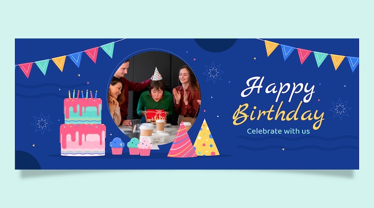 Vector Gratis templat desain ulang tahun datar