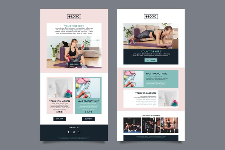 Vector Gratis templat email kebugaran dengan foto