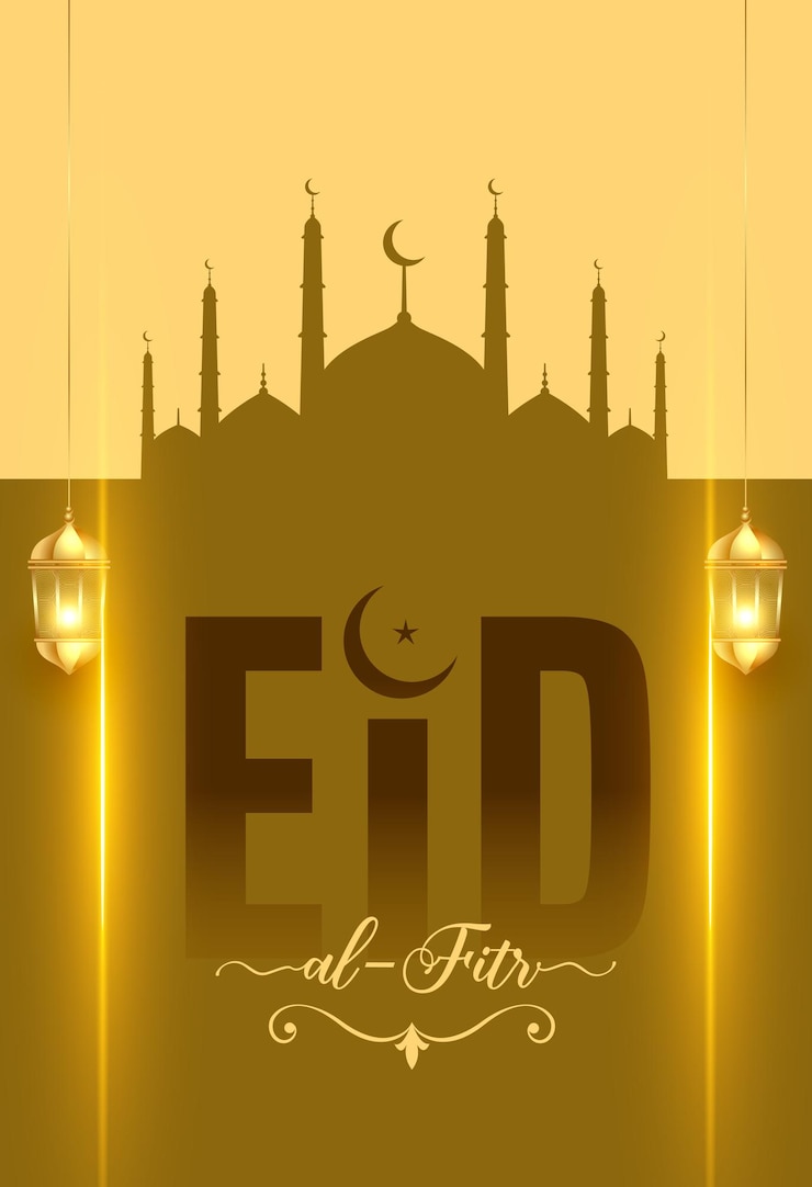 Vector Gratis templat emas idul fitri untuk postingan media sosial