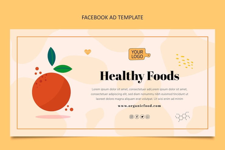 Vector Gratis templat facebook makanan datar