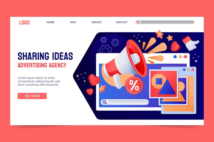 Vector Gratis templat halaman arahan agen periklanan