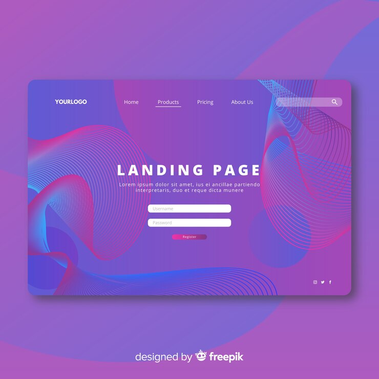 Vector Gratis templat halaman arahan bentuk linier abstrak