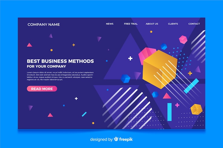 Vector Gratis templat halaman arahan bentuk tiga dimensi
