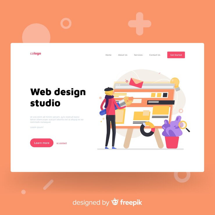 Vector Gratis templat halaman arahan berwarna-warni