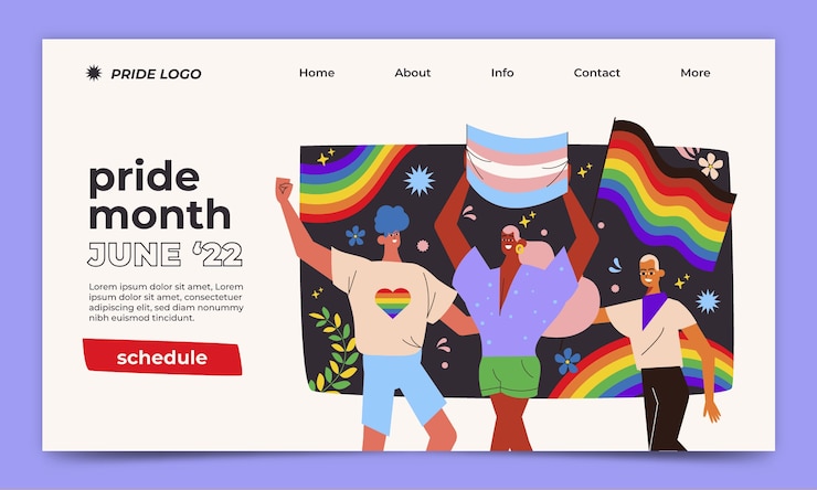 Vector Gratis templat halaman arahan bulan kebanggaan datar