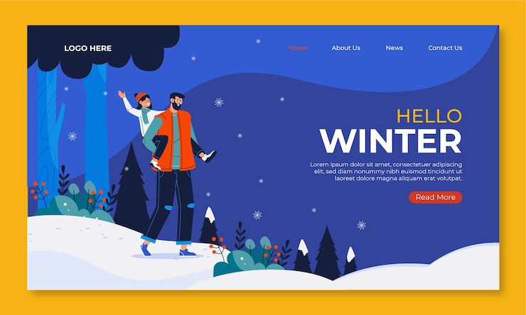 Vector Gratis templat halaman arahan datar untuk perayaan musim dingin