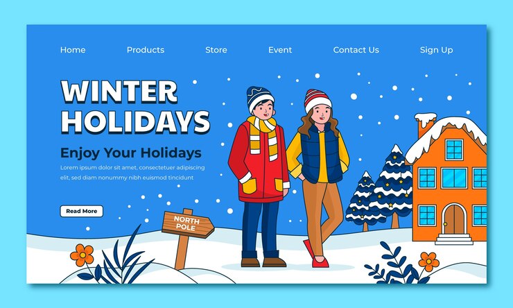 Vector Gratis templat halaman arahan digambar tangan untuk musim dingin
