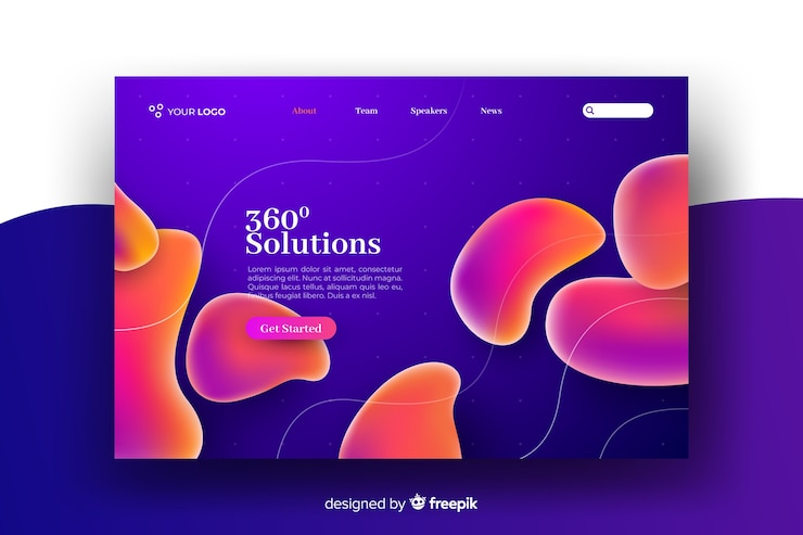 Vector Gratis templat halaman arahan efek cairan abstrak