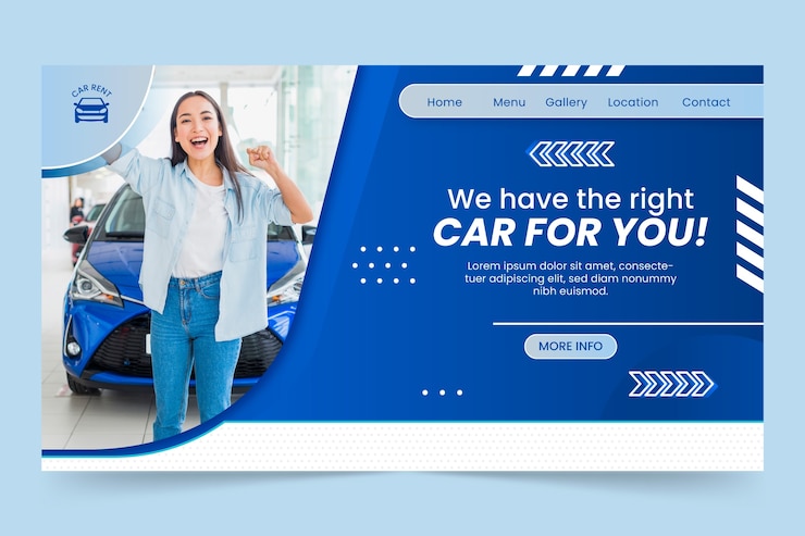 Vector Gratis templat halaman arahan gradien untuk penyewaan mobil