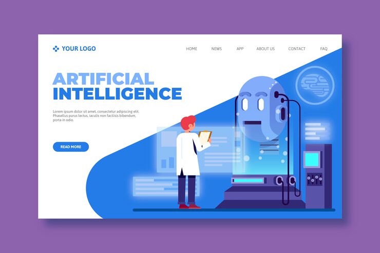 Vector Gratis templat halaman arahan kecerdasan buatan