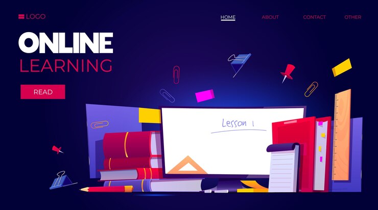 Vector Gratis templat halaman arahan pembelajaran online terperinci