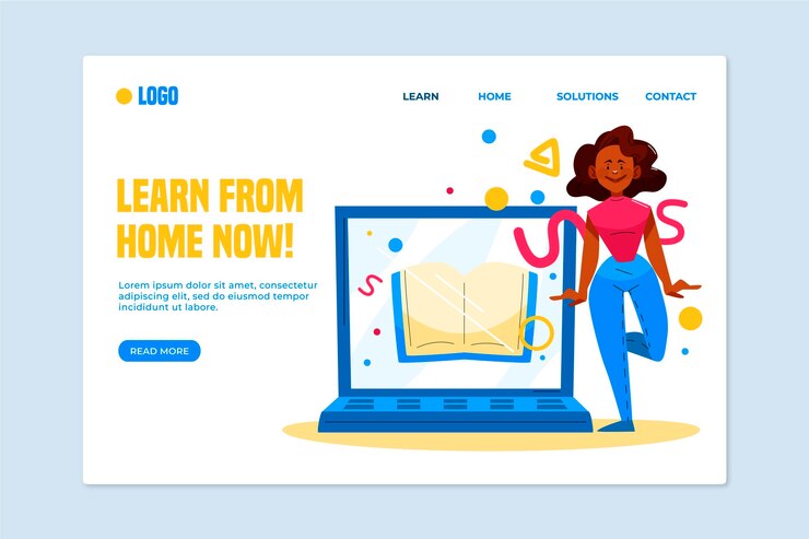 Vector Gratis templat halaman arahan pembelajaran online yang digambar tangan