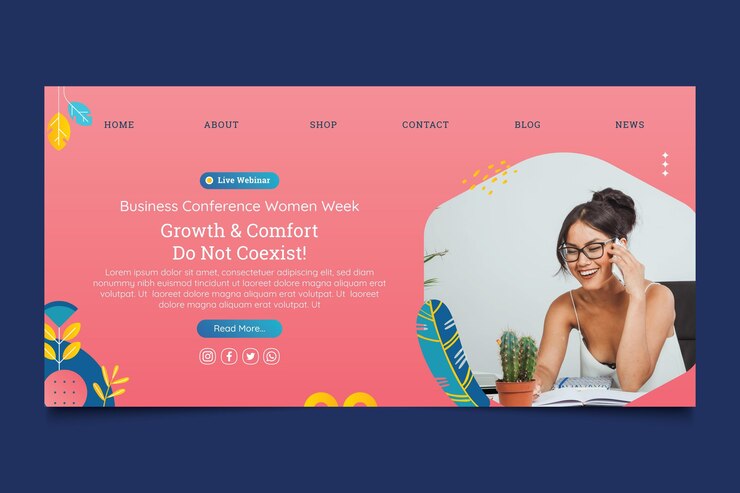 Vector Gratis templat halaman arahan pengusaha wanita