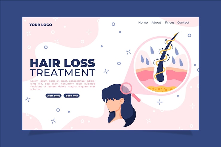 Vector Gratis templat halaman arahan perawatan rambut rontok datar digambar tangan