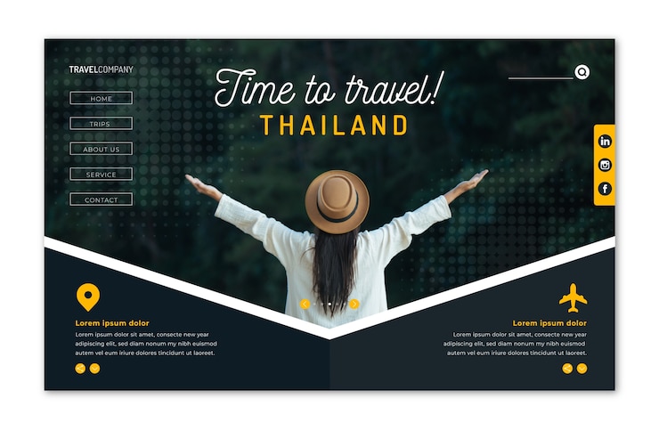Vector Gratis templat halaman arahan perjalanan dengan foto