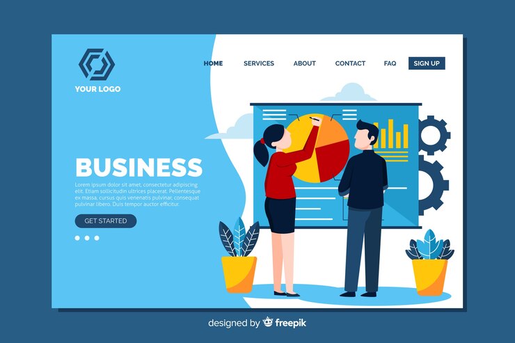 Vector Gratis templat halaman arahan untuk bisnis