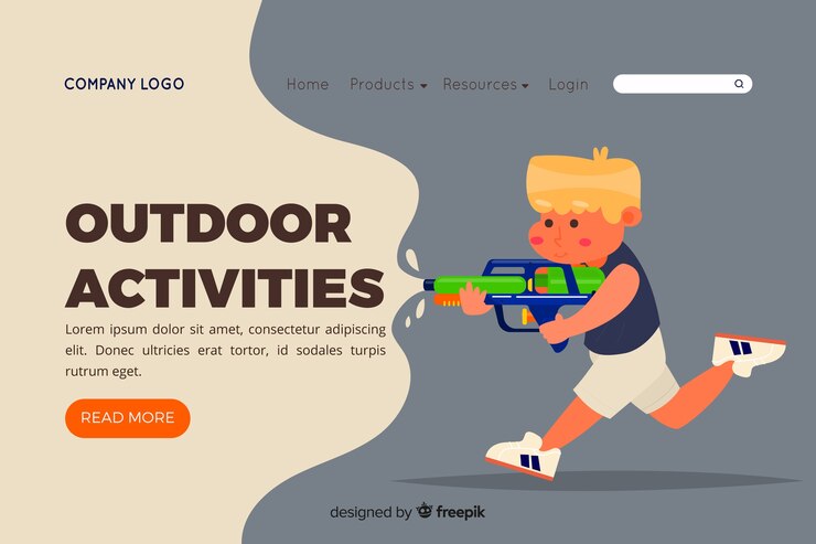 Vector Gratis templat halaman landas aktivitas luar ruangan