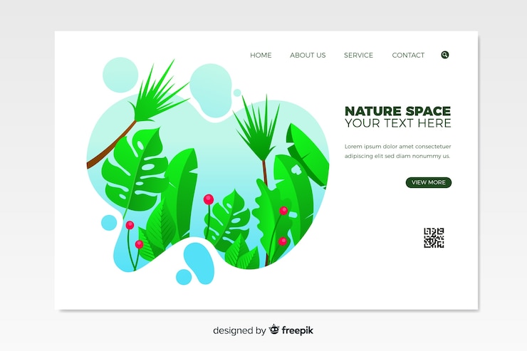Vector Gratis templat halaman landas alam datar