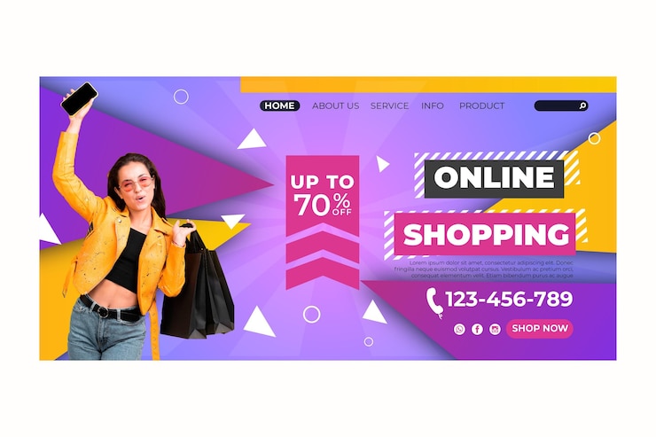 Vector Gratis templat halaman landas belanja online