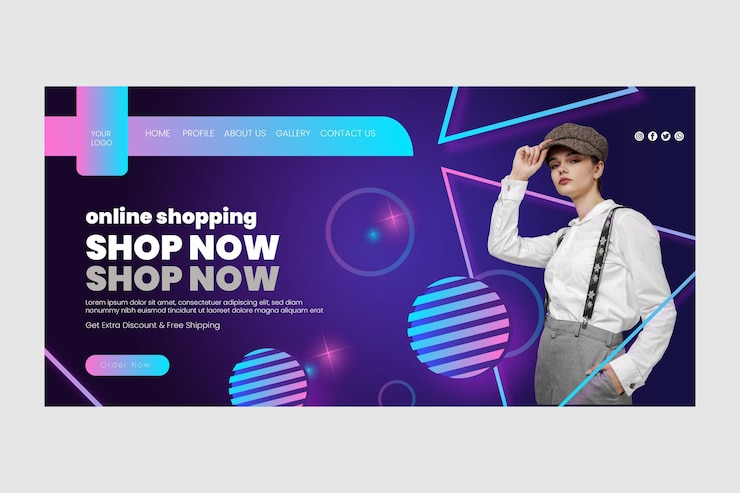 Vector Gratis templat halaman landas belanja online
