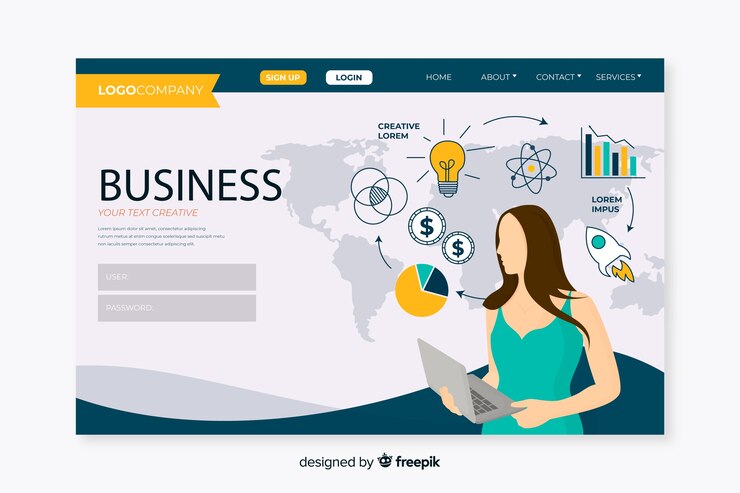 Vector Gratis templat halaman landas bisnis datar