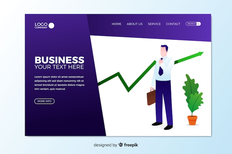 Vector Gratis templat halaman landas bisnis datar
