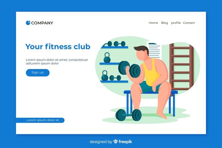 Vector Gratis templat halaman landas olahraga datar