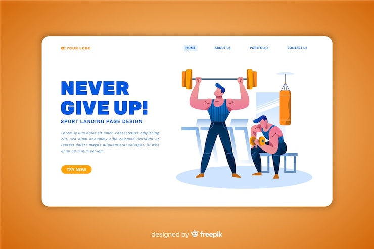 Vector Gratis templat halaman landas olahraga datar