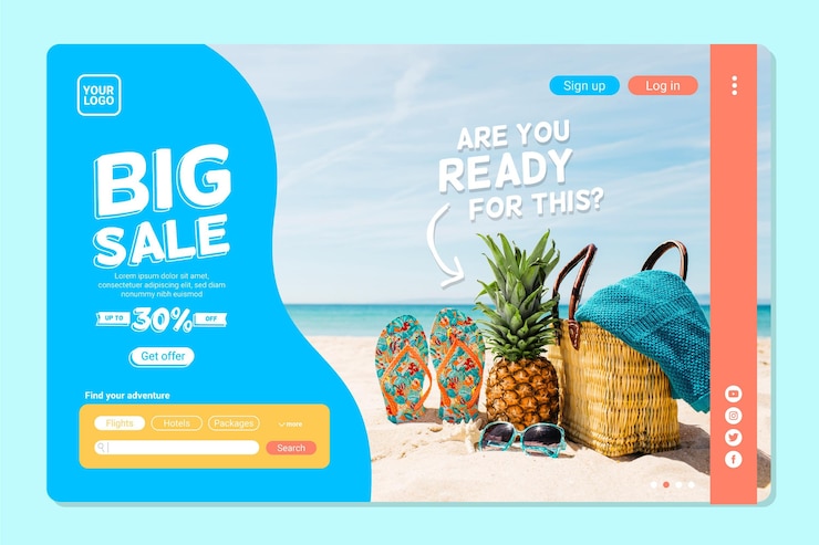 Vector Gratis templat halaman landas penjualan perjalanan