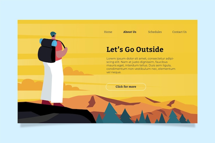 Vector Gratis templat halaman landas petualangan
