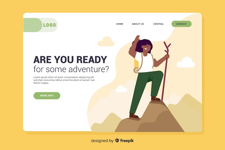 Vector Gratis templat halaman landas petualangan