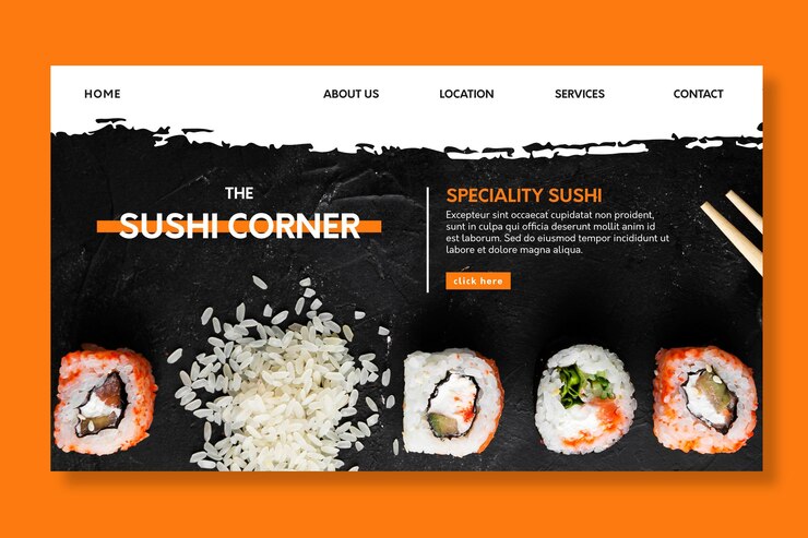 Vector Gratis templat halaman landas restoran jepang