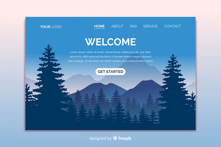 Vector Gratis templat halaman landas selamat datang dengan lanskap