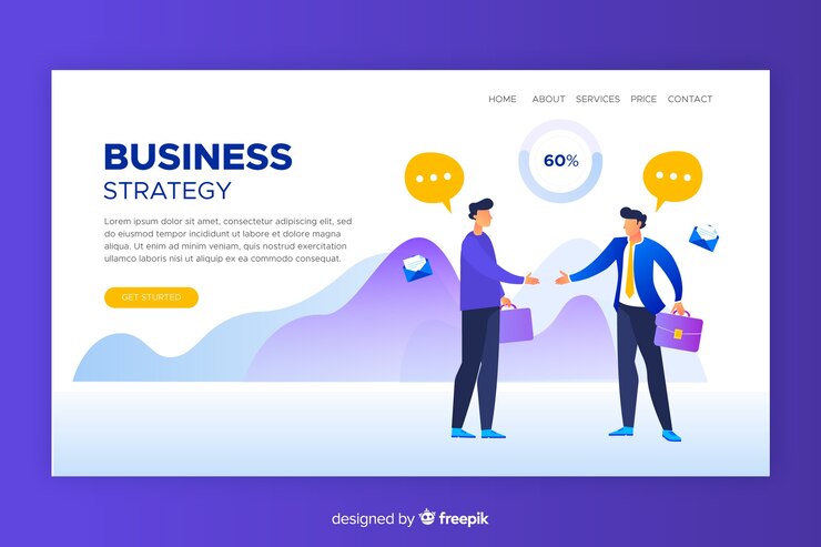 Vector Gratis templat halaman landas strategi bisnis